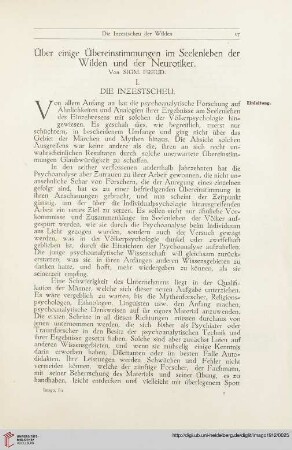 1: Über einige Übereinstimmungen im Seelenleben der Wilden und der Neurotiker, [1]