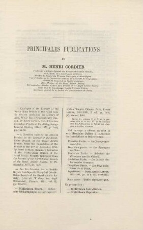Principal publication de M. Henri Cordier