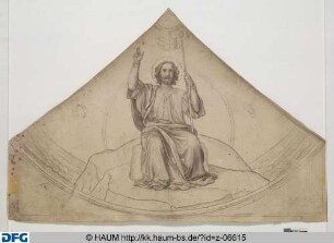 Entwurf für die neuen Wandmalereien im nördlichen Querhaus des Braunschweiger Doms: "Thronender Christus"