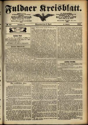 Erste Ausgabe vom Samstag, den 09. April 1910.