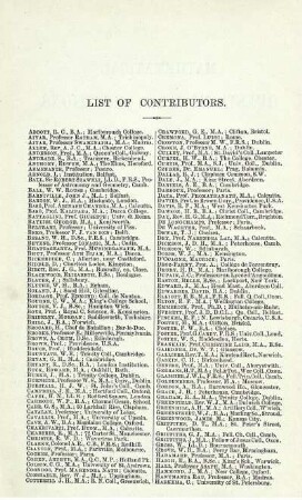 List of Contributors.