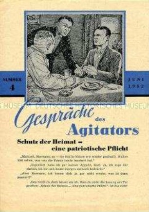 Flugschrift aus der Reihe "Gespräche des Agitators" zum Thema Landesverteidigung