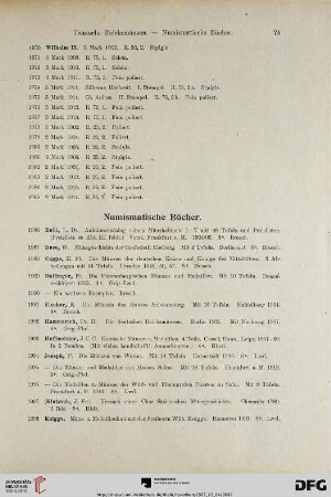 Numismatische Bücher (Nr. 1986-2007)