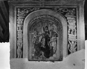 Bildstock. Stein, z. T. bemalt (1514). Bildfeld mit Geißelung. Mühlen (Murau)-Sankt Helen