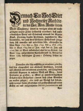 1r-4r, Demnach Ein HochEdler und Hochweiser Rath ...