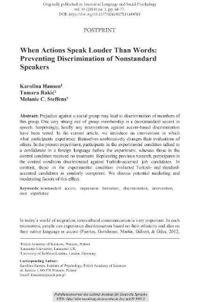 When Actions Speak Louder Than Words: Preventing Discrimination of Nonstandard Speakers