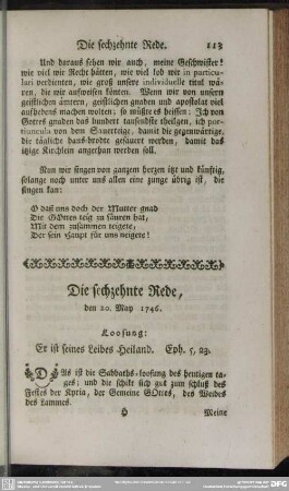 Die sechzehnte Rede, den 20. May 1746