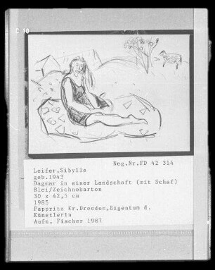 Dagmar in einer Landschaft (mit Schaf)