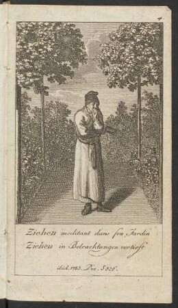 "Ziehen meditant dans son Jardin - Ziehen in Betrachtungen vertieft"
