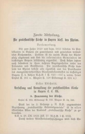 Zweite Abtheilung. Die protestantische Kirche in Bayern diess. des Rheins