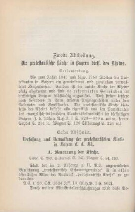 Zweite Abtheilung. Die protestantische Kirche in Bayern diess. des Rheins