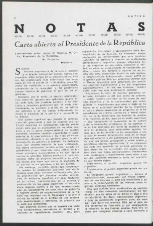 Notas- Carta abierta al Presidente de la República