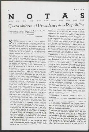 Notas- Carta abierta al Presidente de la República