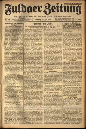 Erste Ausgabe vom Sonntag, den 26. Juli 1925.