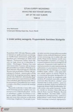 U źródeł polskiej awangardy. Przypomnienie Stanisława Stückgolda