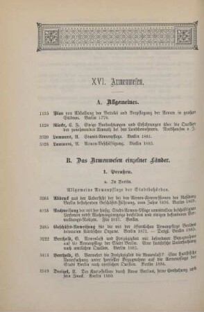 XVI. Armenwesen