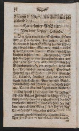 Vierzehnter Abschnitt. Von dem hiesigen Calande.