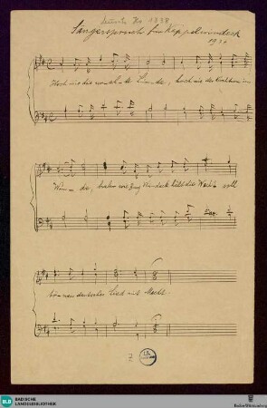 Sängerspruch für Kappelwindeck - Mus. Hs. 1338 : Coro maschile; D
