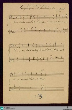 Sängerspruch für Kappelwindeck - Mus. Hs. 1338 : Coro maschile; D