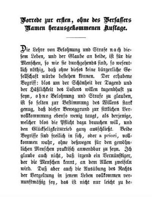 Vorrede zur ersten, ohne des Verfassers Namen herausgekommenen Auflage