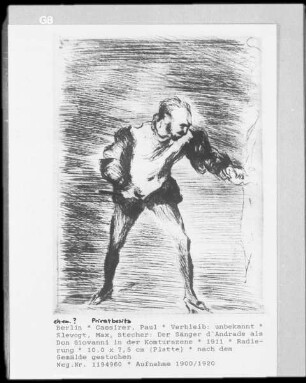 Der Sänger d'Andrade als Don Giovanni in der Komturszene