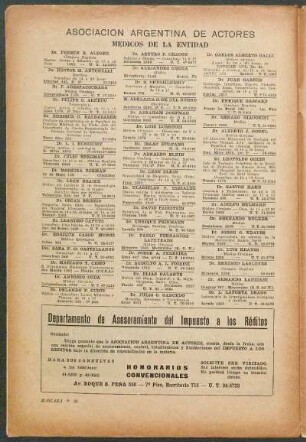 Asociación argentina de actores : Médicos de la entidad