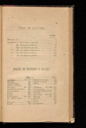 Índice de capítulos.