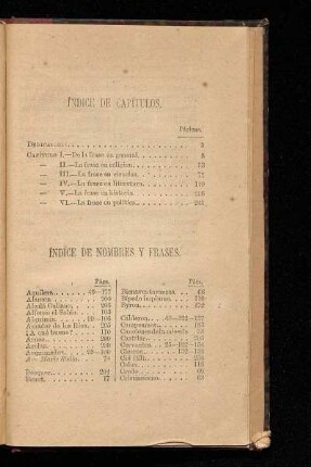 Índice de capítulos.