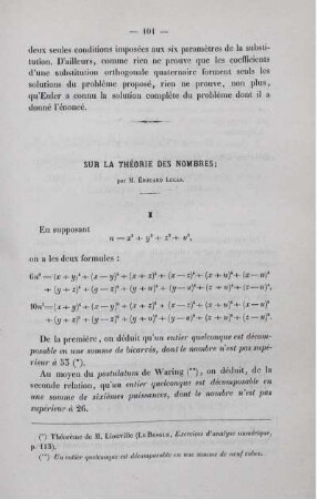 Sur la théorie des nombres.