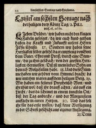 Epistel am sechsten Sontage nach der heiligen drey König Tag/ ...