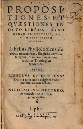 Propositiones et quaestiones in VIII libros Physicorum Aristotelis
