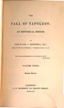 The fall of Napoleon : an historical memoir, 3