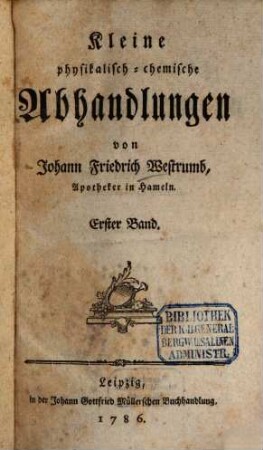 Kleine physikalisch-chemische Abhandlungen, 1,1