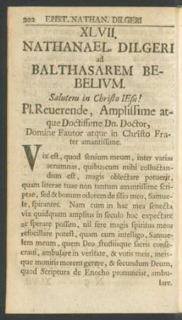 XLVII. Nathanael. Dilgeri ad Balthasarem Bebelium