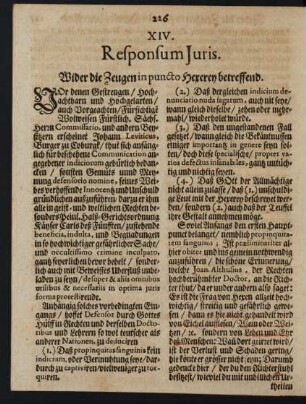 XIV. ... Wider die Zeugen in puncto Hexerey betreffend.