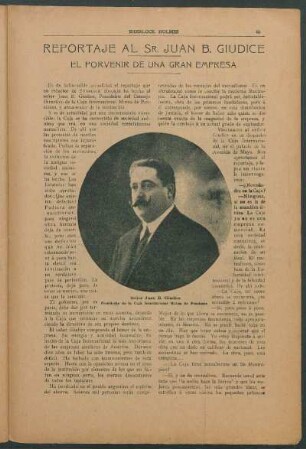 Reportaje al Sr. Juan B. Giudice - El porvenir de una gran empresa