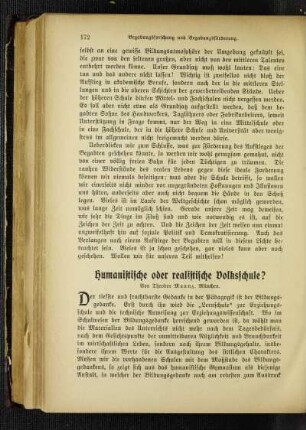 Humanistische oder realistische Volksschule?
