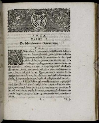 Caput I. De Metallorum Generatione.