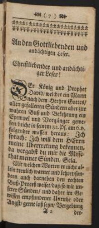 An den Gottliebenden und andächtigen Leser.