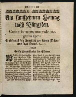 383-393, Am fünffzehnten Sontag nach Pfingsten. Cecidit in faciem ante pedes ejus gratias agens.