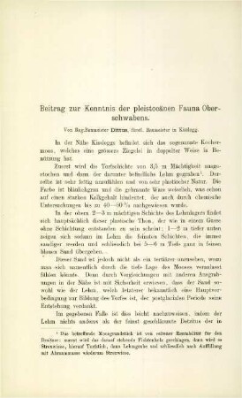 Beitrag zur Kenntnis der Pleistocänen Fauna Oberschwabens