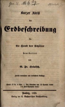 Kurzer Abriss der Erdbeschreibung