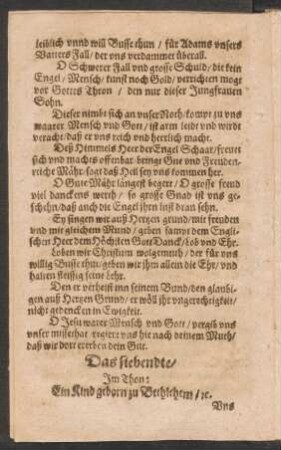 Das siebendte/ Jm Thon: Ein Kind geborn zu Bethlehem/ [et]c.