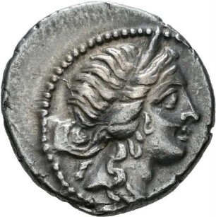 Denar des C. Iulius Caesar mit Darstellung des Aeneas