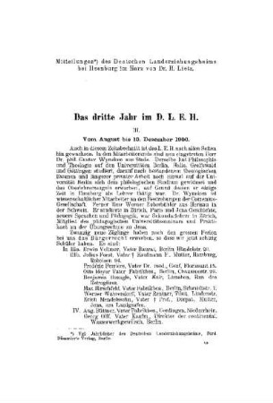 Das dritte Jahr im D.L.E.H. : (Fortsetzung)