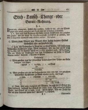 Stich- Tausch- Change- oder Baratt-Rechnung.