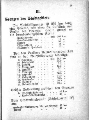 III. Grenzen des Stadtgebiets