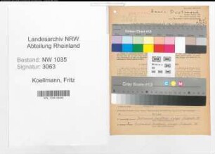 Entnazifizierung Fritz Koellmann , geb. 22.04.1892 (Lampenmeister)