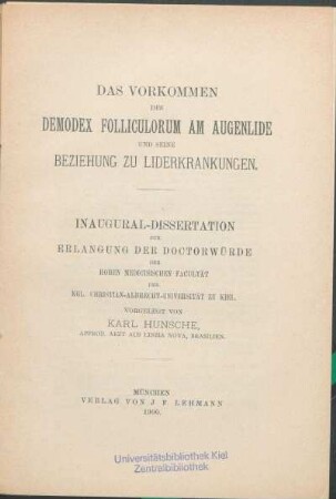 Das Vorkommen des Demodex folliculorum am Augenlide und seine Beziehung zu Liderkrankungen