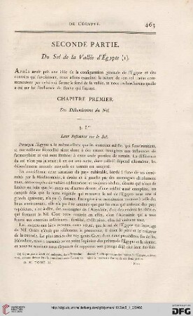 Seconde partie. Du Sol de la Vallée d'Égypte (1)